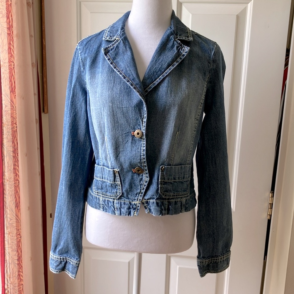 Tint Women’s Denim Jean Jacket Cotton V-Neck Medium Wash Size M